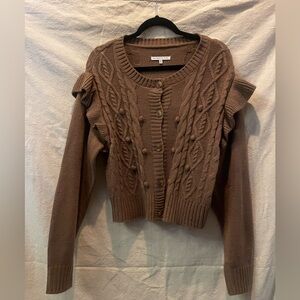 Celebrity Pink Chocolate Cable Knit Cardigan